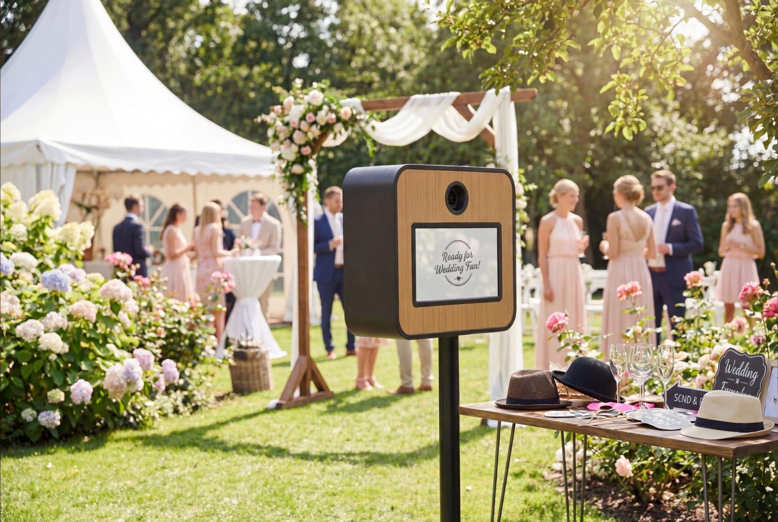 Fotobox bei einer Hochzeit im Garten in Dresden